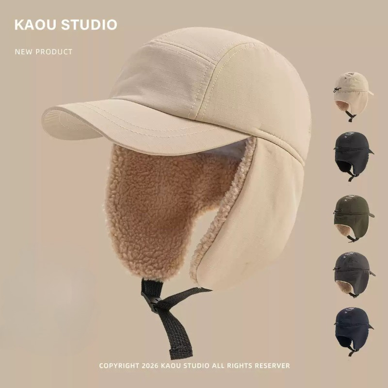 Corduroy Cap 5 Panel - Winter Warm Bomber Hats Unisex Letter