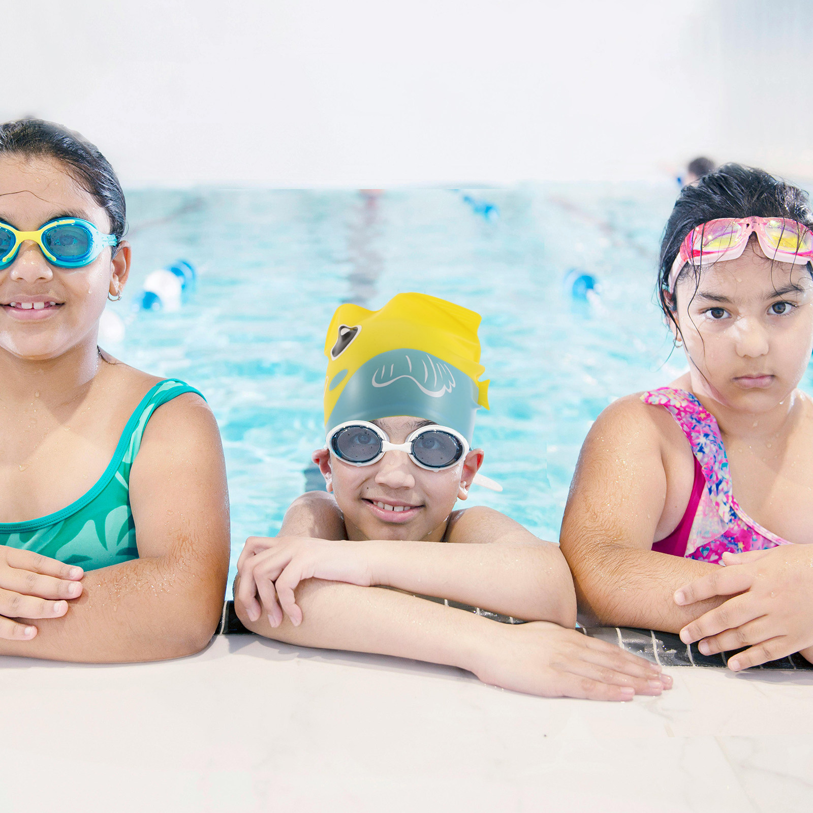 Kids Cartoon Printed Swim Cap  - Swim Hat Silicone 评论和价格